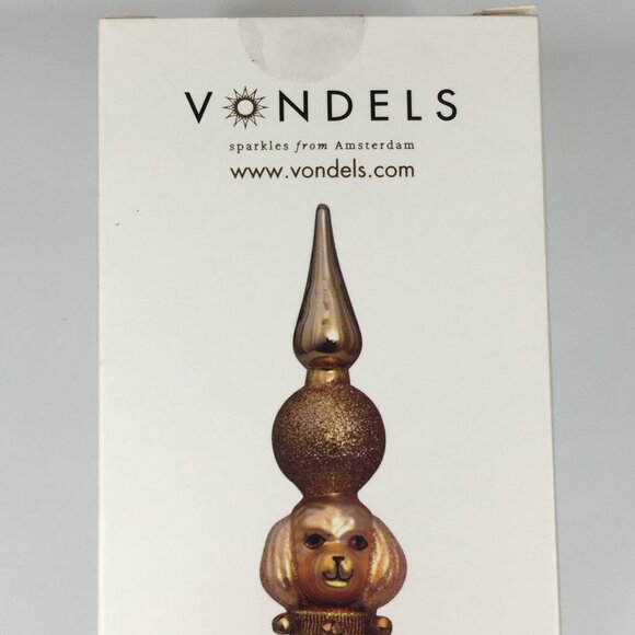 Vondels Christmas Tree Topper with Dog Mouth Blown Glass Hand Painted Poodle - Picture 13 of 16